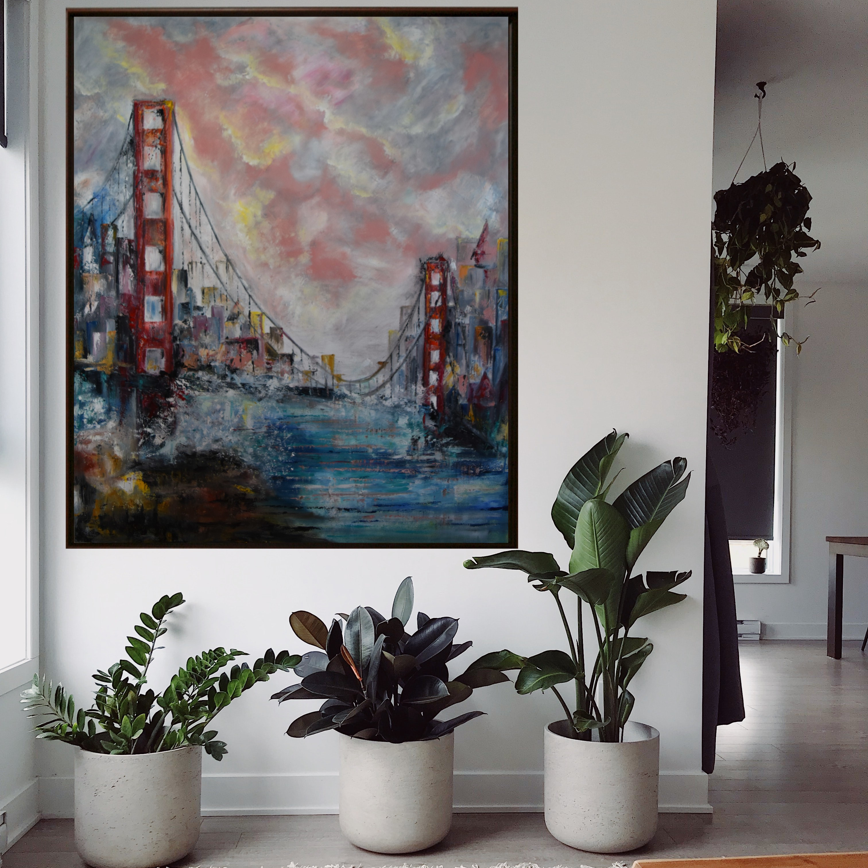Red Bridge, Abstract painting by Palette and Strokes